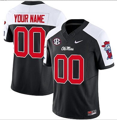 Custom Ole Miss Rebels Jersey Name and Number Football Vapor Limited All Stitched Black Alternate