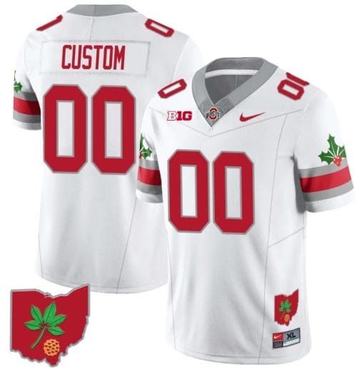 Custom Ohio State Jersey Name and Number Football Stitched Ohio Map Style 2 White