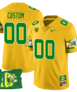 Custom Oregon Ducks Jersey Oregon State Patch Name and Number ‘Mighty Oregon’ Throwback Football Yellow