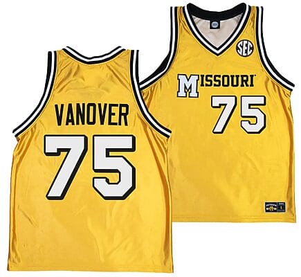 Connor Vanover Jersey #75 Missouri Tigers Alternate Basketball Throwback Legacy Uniform Gold