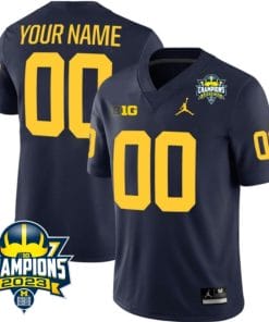 Custom Michigan Wolverines Jersey Name and Number 2023 Big Ten Champions Patch Navy