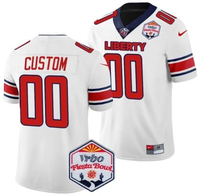 Custom Liberty Flames Jersey Name and Number Fiesta Bowl Patch 2024 Football White
