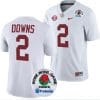 Caleb Downs Jersey #2 Alabama Crimson Tide Rose Bowl Game 2024 Patch College Football Playoff White
