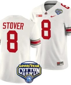 Cade Stover Jersey #8 Ohio State Buckeyes Cotton Bowl Patch 2023 Football White