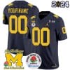 Custom Michigan Wolverines Jersey Name and Number Vapor Limited 2024 College Football Bowl and Rose Bowl Patch Navy