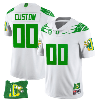 Custom Oregon Ducks Jersey Oregon State Patch Name and Number Football White