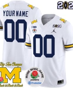 Custom Michigan Wolverines Jersey Name and Number Vapor Limited 2024 College Football Bowl and Rose Bowl Patch White