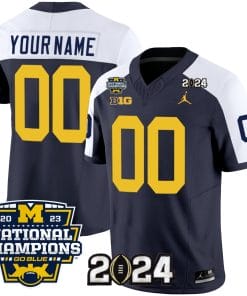 Custom Michigan Wolverines Jersey Name and Number Vapor Limited Football 2024 National Champions Patch Alternate