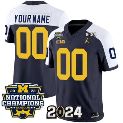 Custom Michigan Wolverines Jersey Name and Number Vapor Limited Football 2024 National Champions Patch Alternate