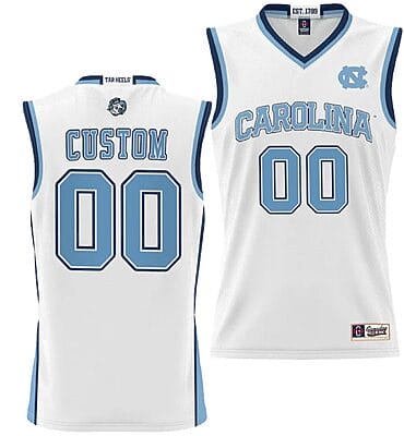 Custom North Carolina Tar Heels Jersey Name and Number NIL College Basketball Lightweight White