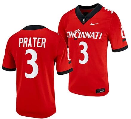 Cincinnati Bearcats Evan Prater Jersey #3 Red 2023 Alternate College Football