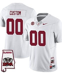 Custom Alabama Jersey Name and Number Football College SEC Map Patch White All Stitched