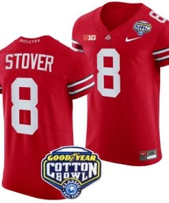 Cade Stover Jersey #8 Ohio State Buckeyes Cotton Bowl Patch 2023 Football Scarlet