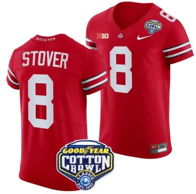 Cade Stover Jersey #8 Ohio State Buckeyes Cotton Bowl Patch 2023 Football Scarlet