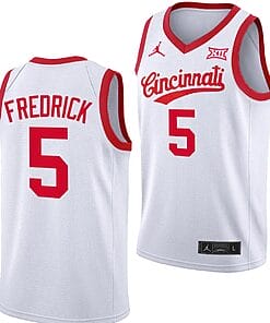 CJ Fredrick Jersey #5 Cincinnati Bearcats 70s Throwback Basketball White