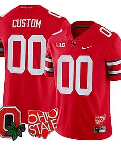 Custom Ohio State Jersey Name and Number College Football Stitched Logo Patch Scarlet