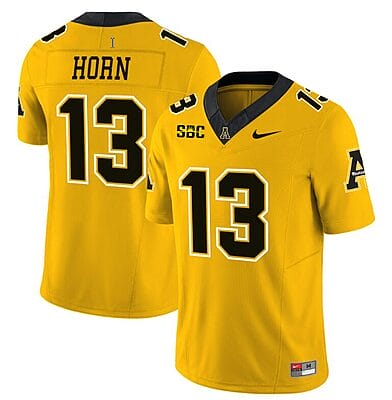 Christan Horn Jersey #13 Appalachian State Mountaineers Vapor Limited College Football Yellow