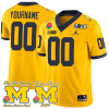 Custom Michigan Wolverines Jersey Name and Number Vapor Rose Bowl and 2024 CFP and Big Ten Champs Patch Football Yellow
