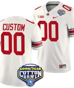 Custom Ohio State Buckeyes Jersey Name and Number Cotton Bowl Patch 2023 Football White
