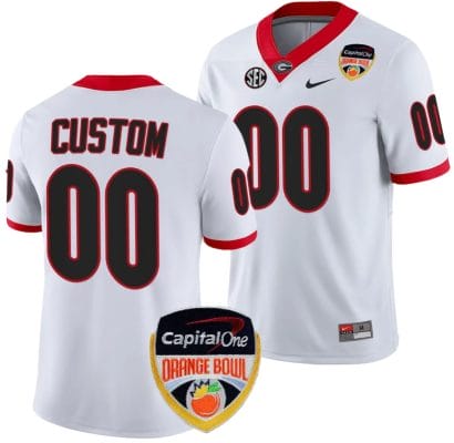 Custom Georgia Bulldogs Jersey Name and Number Orange Bowl Patch 2023 College Football White