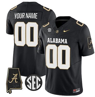 Custom Alabama Jersey Name and Number Vapor Limited Alabama Map V2 Black All Stitched