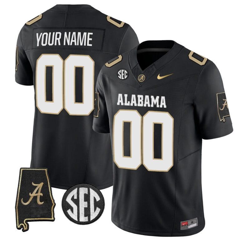 Custom Alabama Jersey Name and Number Vapor Limited Alabama Map V2 Black All Stitched