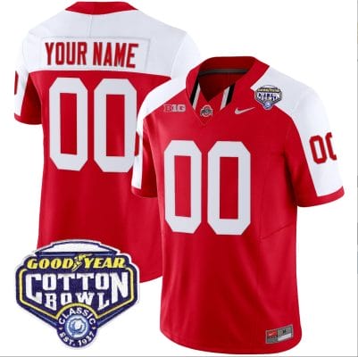 Custom Ohio State Jersey Name and Number Cotton Bowl Patch Vapor Football Red Alternate