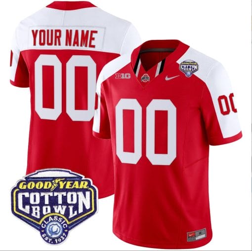 Custom Ohio State Jersey Name and Number Cotton Bowl Patch Vapor Football Red Alternate