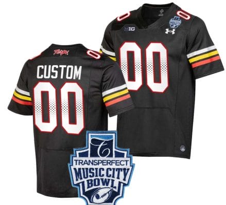 Custom Maryland Terrapins Jersey Name and Number 2023 Music City Bowl Patch Football Black