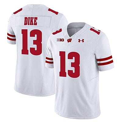 Chimere Dike Jersey #13 Wisconsin Badgers Vapor Limited College Football White