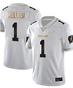 Chez Mellusi Jersey #1 Wisconsin Badgers Gold Vapor College Football White Gold