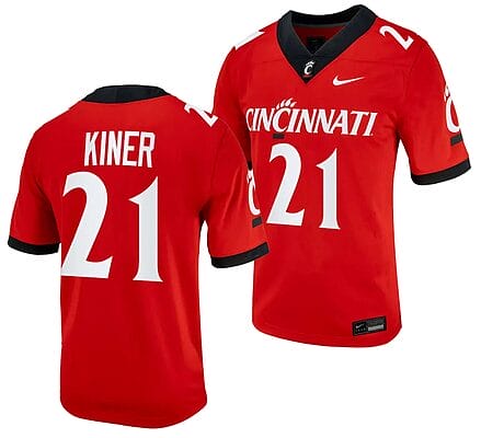 Cincinnati Bearcats Corey Kiner Jersey #21 Red 2023 Alternate College Football