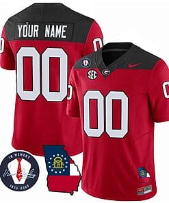 Custom Georgia Bulldogs Jersey Name and Number Football Vince Dooley Patch Map Red All Stitched