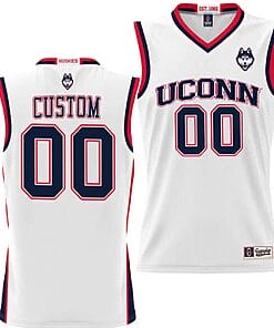 Custom UConn Huskies Jersey Name and Number NIL College Basketball Lightweight White