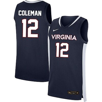 Chase Coleman Jersey #12 Virginia Cavaliers College Basketball Stitched Navy