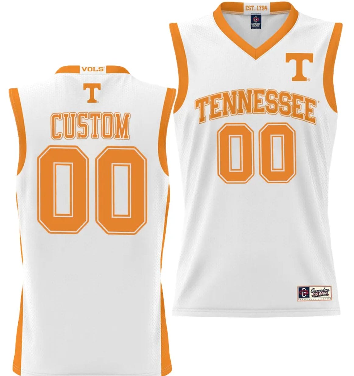 Custom Tennessee Vols Jersey Name and Number NIL College Basketball Lightweight White