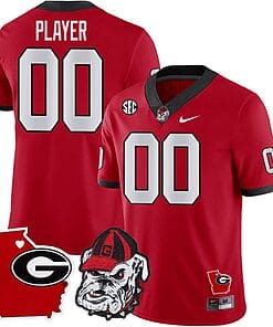 Custom Georgia Bulldogs Jersey Name and Number Georgia State Map College Football Stitched Red