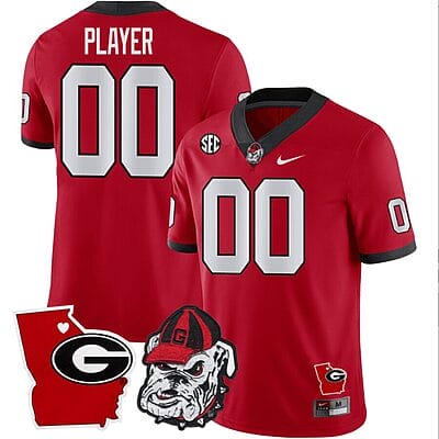 Custom Georgia Bulldogs Jersey Name and Number Georgia State Map College Football Stitched Red