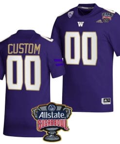 Custom Washington Huskies Jersey Name and Number Allstate Sugar Bowl Patch 2024 College Football Purple