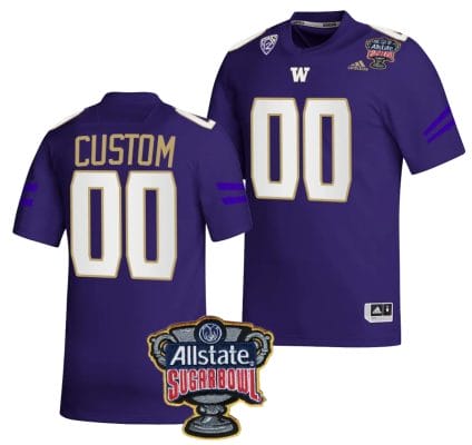 Custom Washington Huskies Jersey Name and Number Allstate Sugar Bowl Patch 2024 College Football Purple