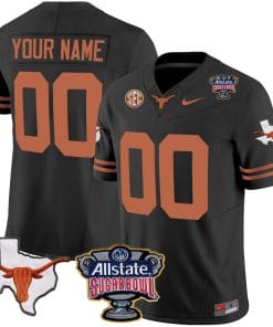 Custom Texas Longhorns Jersey Name and Number Sugar Bowl Patch Football Black