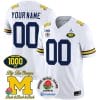 Custom Michigan Wolverines Jersey Name and Number 1000 Wins Rose Bowl Patch White
