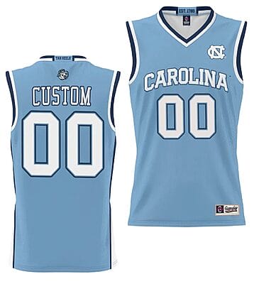 Custom North Carolina Tar Heels Jersey Name and Number NIL College Basketball Lightweight Blue