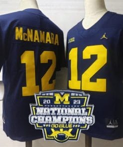 Cade Mcnamara Jersey #12 Michigan Wolverines Football 2023 National Champions Patch Navy