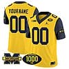 Custom Michigan Wolverines Jersey Name and Number 1000 Wins Patch Vapor Limited Football Navy Sleeves