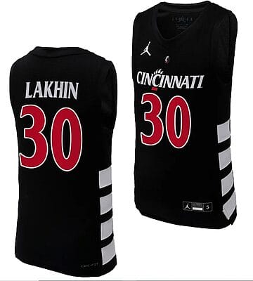 Cincinnati Bearcats Viktor Lakhin Jersey #30 Black Basketball Unisex Replica