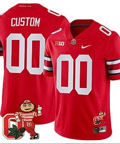 Custom Ohio State Jersey Name and Number Mascot Patch College Football Scarlet