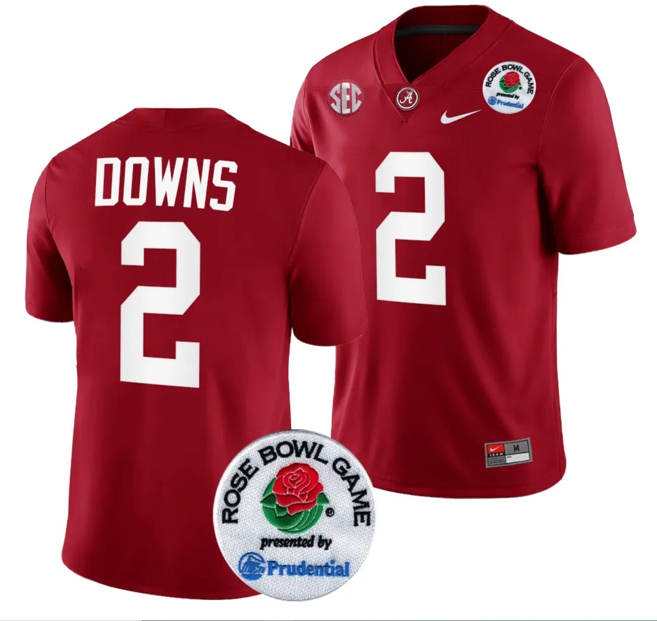 Caleb Downs Jersey #2 Alabama Crimson Tide Rose Bowl Game 2024 Patch College Football Playoff Crimson