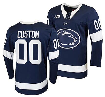 Custom Penn State Nittany Lions Jersey Name and Number Navy College Hockey Replica 2023-24