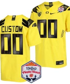 Custom Oregon Ducks Jersey Name and Number Fiesta Bowl Patch 2024 Football Yellow